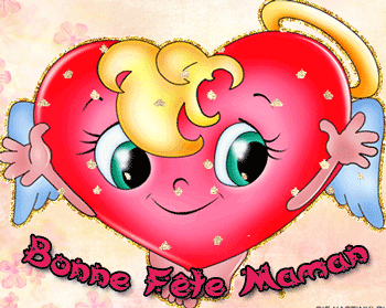 Gif animé bonne fête maman ange en coeur